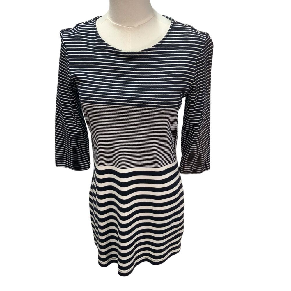 White Stuff Womens 4 Striped Tee Shift Dress Navy White Nautical Classic Preppy‎